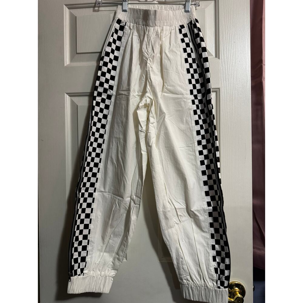 12th Tribe Full Speed White Checkered Joggers Size S/M